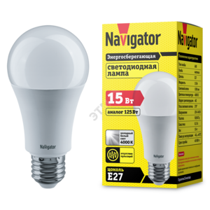 Лампа светодиодная LED 15вт Е27 белый (19420)