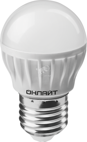 Лампа светодиодная LED 6вт E27 теплый матовый шар ОНЛАЙТ