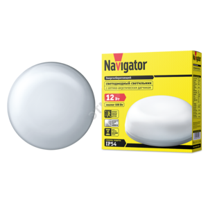 Светильник светодиодный ДБП-12w с оптико-акустическим датчиком 4000K 900Лм круглый пластиковый IP54 белый