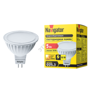 Лампа светодиодная LED 5вт 12в GU5.3 тепло-белая