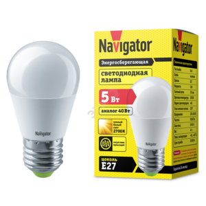 Лампа светодиодная LED 5вт E27 теплая шар