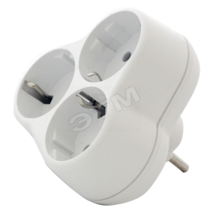 Тройник на 3 гнезда с заземлением круглый 16А