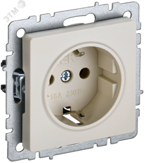 BRITE Розетка 1-местная с заземлением без защитных шторок 16А РС11-1-0-БрКр бежевый IEK