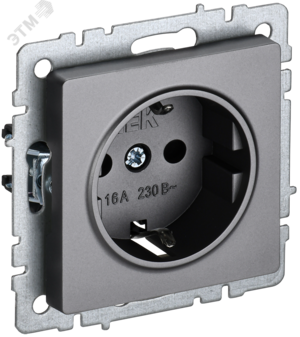 BRITE Розетка 1-местная с заземлением без защитных шторок 16А РС11-1-0-БрС сталь IEK