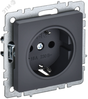 BRITE Розетка с заземлением с защитными шторками 16А РС14-1-0-БрГ графит