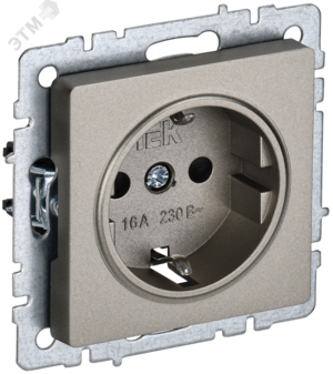 BRITE Розетка с заземлением/крышкой/шторками 16А РС14-1-0-БрШ шампань