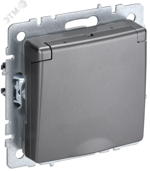 BRITE Розетка с заземлением с защитными шторками и крышкой 16А IP44 РСбш10-3-44-БрС сталь