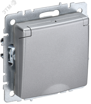 BRITE Розетка с заземлением с защитными шторками и крышкой 16А IP44 РСбш10-3-44-БрА алюминий