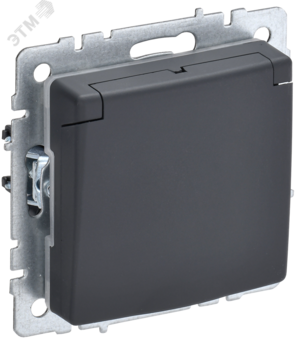 BRITE Розетка одинарная с заземлением с защитными шторками и крышкой 16А IP44 РСбш10-3-44-БрГ графит