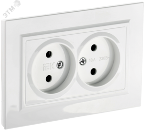 BRITE Розетка двойная бе ззаземления/крышки/шторок 10А в сборе РС12-2-БрБ белый