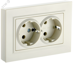 BRITE Розетка двойная с заземлением без защитных шторок 16А в сборе РС12-3-БрКр бежевый