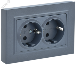 BRITE Розетка двойная с заземлением без защитных шторок 16А в сборе РС12-3-БрМ маренго
