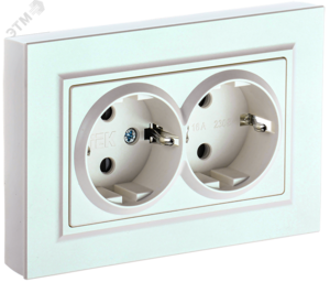 BRITE Розетка двойная с заземлением без защитных шторок 16А в сборе РС12-3-БрЖ жемчуг