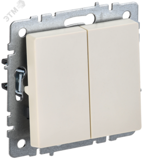 BRITE Выключатель двухклавишный 10А ВС10-2-0-БрКр бежевый