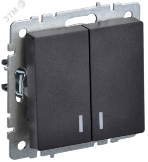 BRITE Выключатель двухклавишный с индикацией 10А ВС10-2-1-БрЧ черный