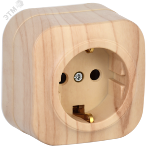 GLORY Розетка одноместная наружная с заземлением сосна