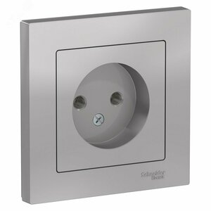 Розетка ATLASDESIGN без заземления 16А в сборе алюминий