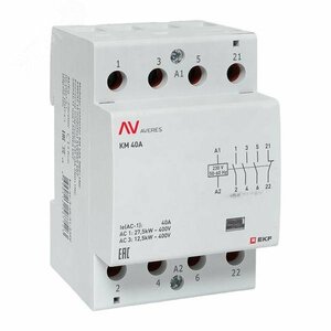 Контактор модульный КМ 40А 3NO+1NC 230VAC (3 мод.) AVERES