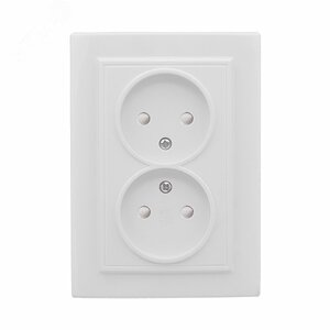 Розетка Минск 2-местная СП без заземления 10А белая защитные шторки