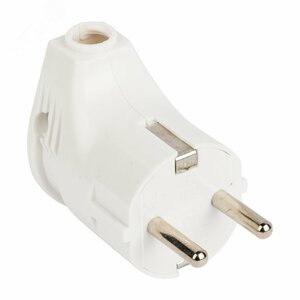 Вилка угловая с заземлением белая 16 А 250 В