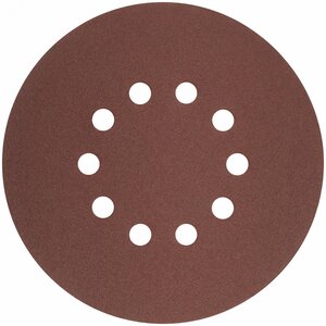 Круги шлифовальные с отверстиями (липучка), алюминий-оксидные, 225 мм, 5 шт.  Р 80