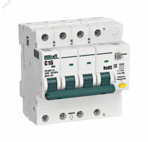 АВДТ 3P+N 16А 30мА AC х-ка C ДИФ-103 4.5кА