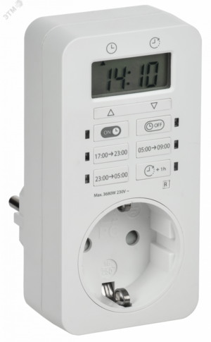 РТЭ-6 Розетка-таймер электронный 1мин 24ч 16А IP20 IEK