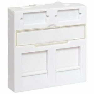 Вставка розеточная TERACOM PRO 45×45мм формат Mosaic на 2 модуля Keystone со шторками и маркерами белая