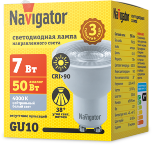 Лампа светодиодная 7Вт NLL-PAR16-7-230-4K-GU10-38D
