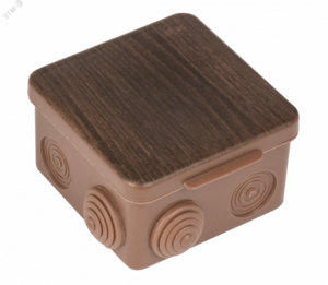 Коробка распаячная КМР-030-014 с крышкой (103х103х55), 8 мембранных вводов тёмное дерево IP54 PROxima