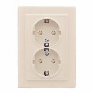 Розетка двухместная СП с заземлением 16А бежевый с защитными шторками Минск