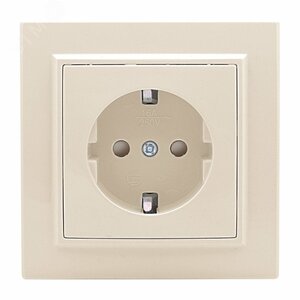 Розетка одноместная СП с заземлением 16А бежевый с защитными шторками Минск