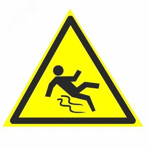 Знак W 28 »Осторожно. Скользко» 200х200х200 мм, пластик ГОСТ Р 12.4.026-2001