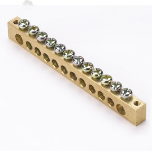 Шина нулевая 8х12мм 125А 12 отверстий крепеж по краям латунь PROxima