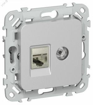 FLITE Розетка 2-местная RJ45/TV категория 6 STP РКТВ6-2-1-ФлА алюминий IEK