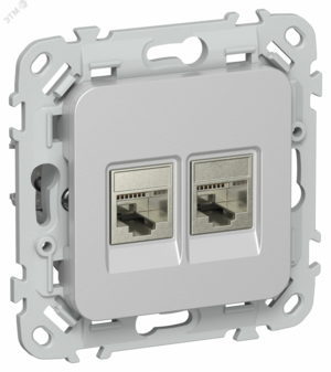 FLITE Розетка 2-местная компьютерная RJ45 категория 6 STP РК6-2-1-ФлА алюминий IEK
