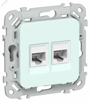 FLITE Розетка 2-местная компьютерная RJ45 категория 5Е UTP РК5е-2-0-ФлХЛ холодный лед IEK