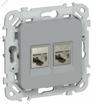 FLITE Розетка 2-местная RJ45/RJ11 категория 6/3 STP РКТ6/3-2-1-ФлС серый IEK