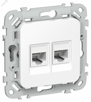 FLITE Розетка 2-местная RJ45/RJ11 категория 5Е/3 UTP РКТ5е/3-2-0-ФлБ белый IEK