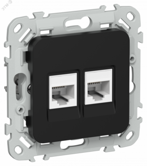 FLITE Розетка 2-местная RJ45/RJ11 категория 5Е/3 UTP РКТ5е/3-2-0-ФлЧ черный IEK