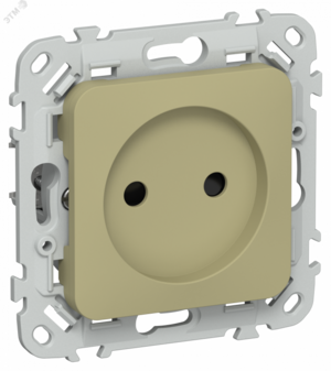 FLITE Розетка без заземления с защитными шторками безвинтовое крепление 10А РСш01-1-ФлО оливковый IEK