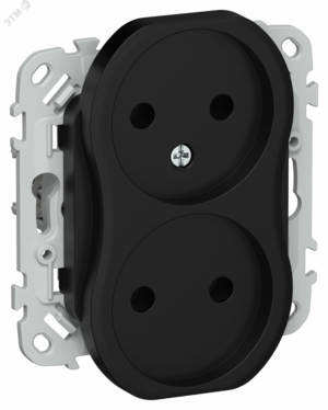 FLITE Розетка 2-местная без заземления без защитных шторок безвинтовое крепление 10А РС02-1-ФлЧ черный IEK