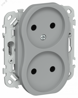 FLITE Розетка 2-местная без заземления без защитных шторок безвинтовое крепление 10А РС02-1-ФлС серый IEK