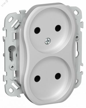 FLITE Розетка 2-местная без заземления без защитных шторок безвинтовое крепление 10А РС02-1-ФлА алюминий IEK