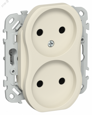 FLITE Розетка 2-местная без заземления без защитных шторок безвинтовое крепление 10А РС02-1-ФлСл сливочный IEK