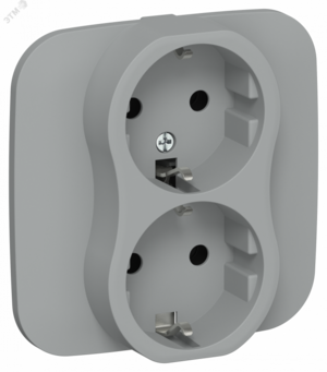 FLITE Розетка 2-местная с заземлением без защитных шторок безвинтовое крепление 16А в сборе РС12-1-А-ФлС серый IEK