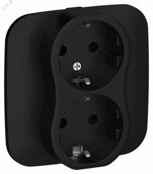 FLITE Розетка 2-местная с заземлением без защитных шторок 16А в сборе РС12-0-А-ФлЧ черный IEK