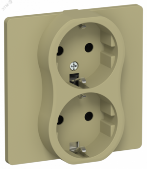FLITE Розетка 2-местная с заземлением без защитных шторок безвинтовое крепление 16А в сборе РС12-1-К-ФлО оливковый IEK
