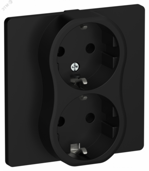 FLITE Розетка 2-местная с заземлением без защитных шторок 16А в сборе РС12-0-К-ФлЧ черный IEK