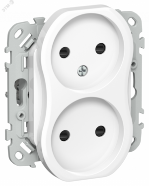 FLITE Розетка 2-местная без заземления с защитными шторками безвинтовое крепление 10А РСш02-1-ФлБ белый IEK